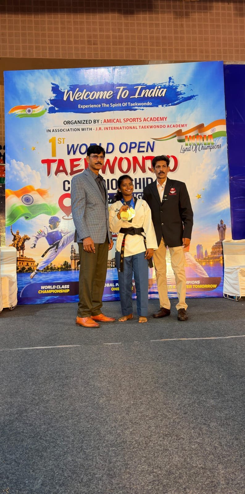 International Glory Pachipulusu Srinika Wins Gold at World Open Taekwondo 2026 3